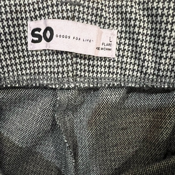 SO Good For Life Houndstooth Self Belt Flare Trousers Size Large NWT - Picture 5 of 8